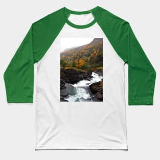 Waterfall Flamsdalen Valley Flam Norway Baseball T-Shirt